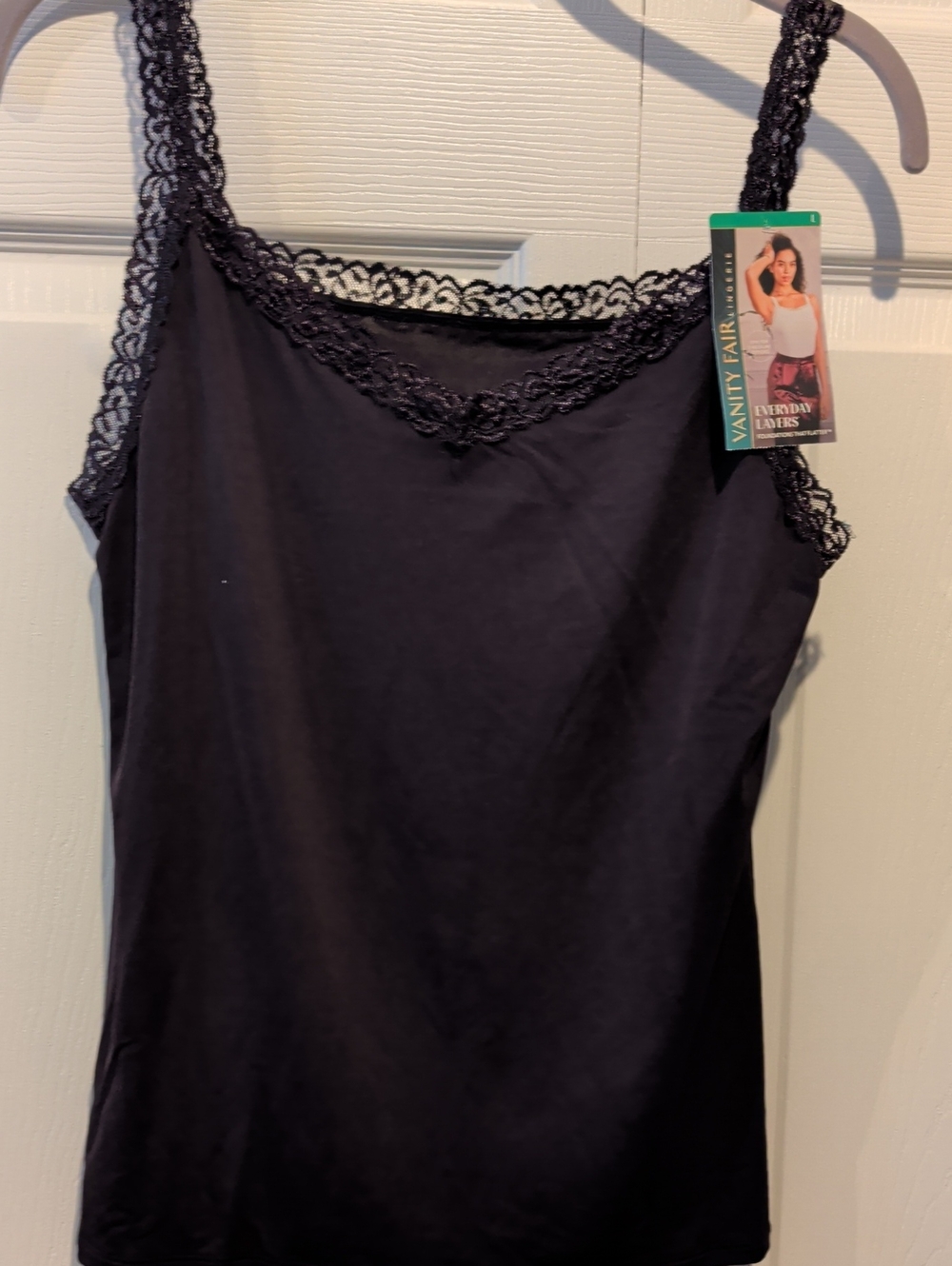 Vanity Fair Black Lace-Trim Camisole Tank